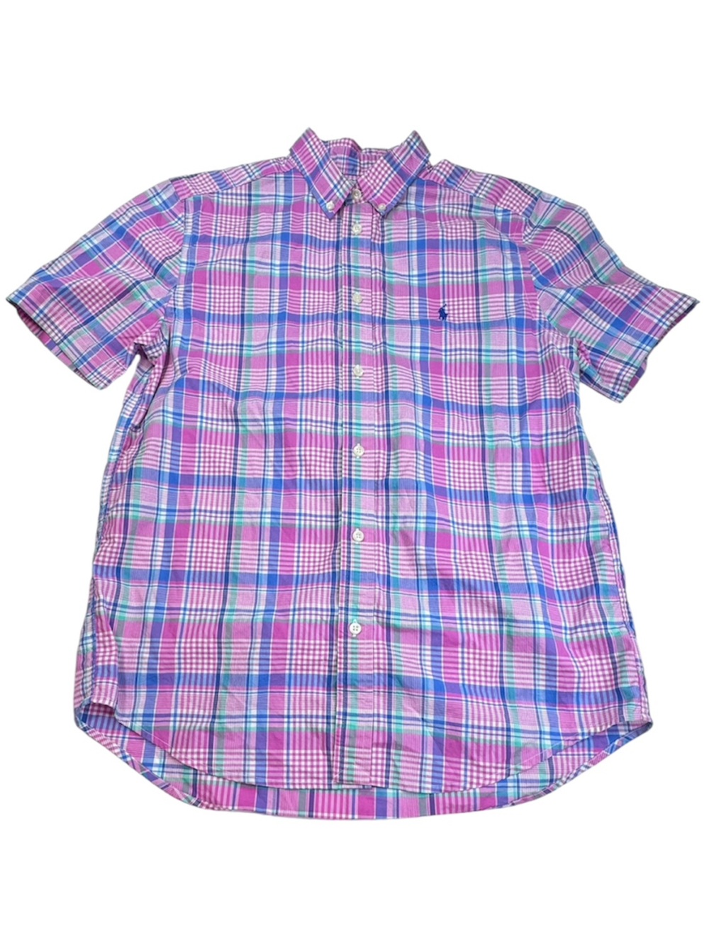 Ralph Lauren Shirt Boys XL (18–20) Pink Cotton Plaid Button-Down Casual Preppy